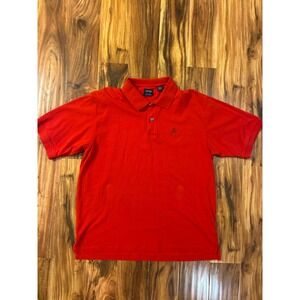 IZOD Mens Silk Wash Polo Shirt Red Short Sleeve Cotton Pique Crest Logo Large